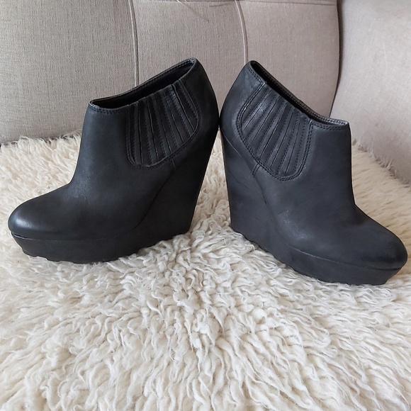 ASH Fuji wedge booties, black leather, size 38.5 - Picture 4 of 8